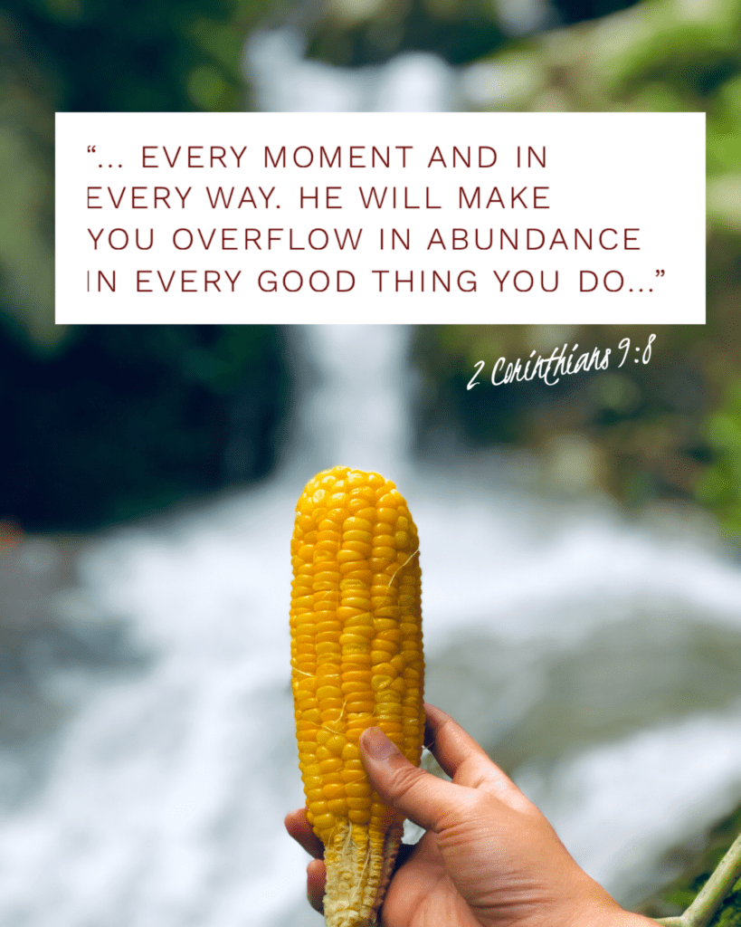 "... Every moment and in every way. He will make you overflow with abundance in every good thing you do... " (2 Corinthians 9:8)