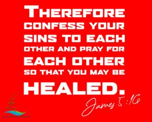 James 5:16 on a red block background
