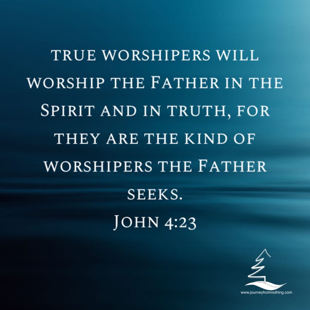 John 4:23 on a blue water background