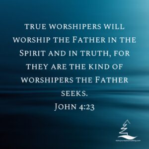 John 4:23 on a blue water background