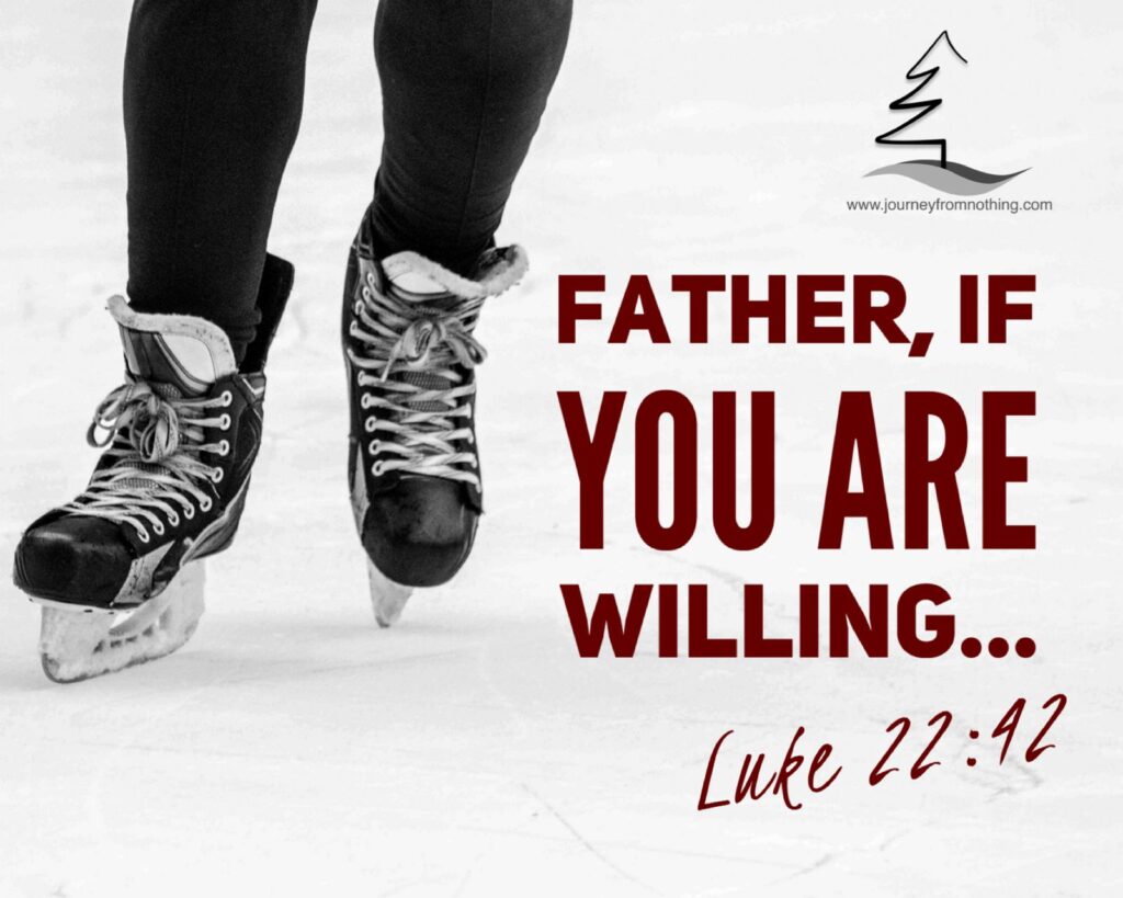 Iceskates on Ice with an attached bible verse