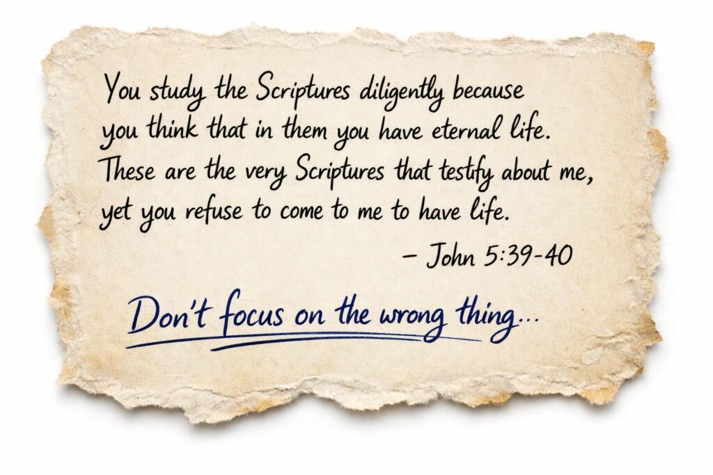 John 5:39-40 on a torn piece of paper