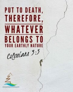 Colossians 3:5 on a cracked wall background