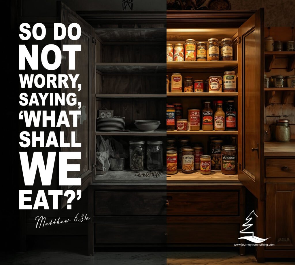 Poverty vs Prosperity with Matthew 6:31 on top