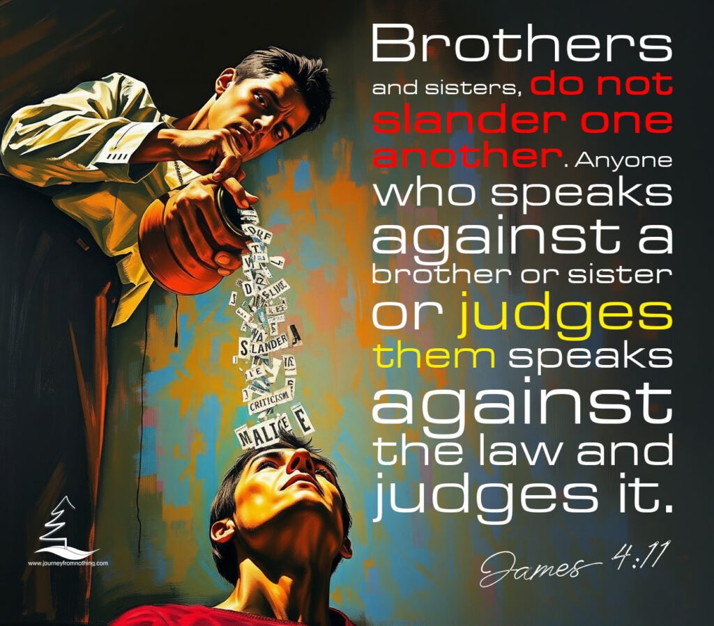 Words being poured into a man's ears - James4:11