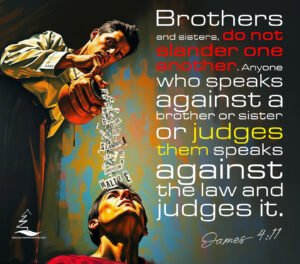 Words being poured into a man's ears - James4:11
